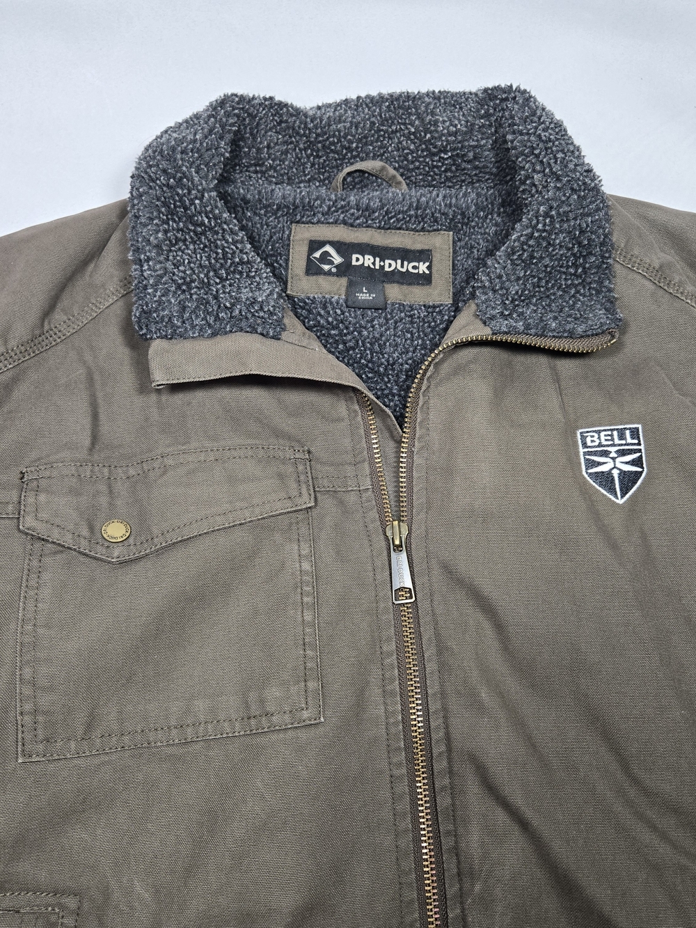 Dri Duck Endeavor Sherpa Lined Canvas Jacket Mens L Brwn Bomber Workwear Outdoor - Picture 9 of 14